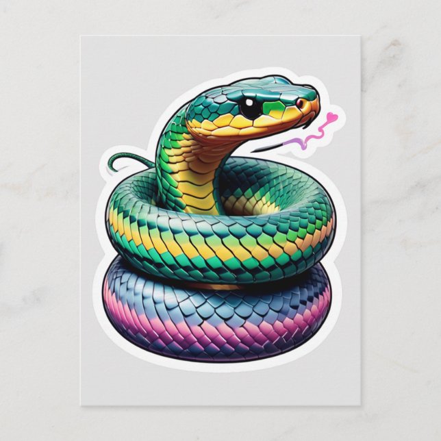 Postal Ilustracion de serpiente suave (Anverso)