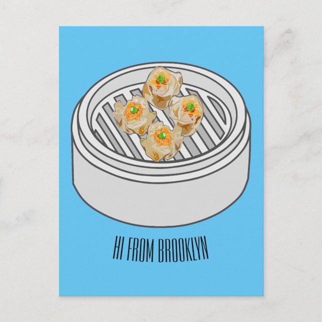 Postal Ilustracion de Shumai dim sum personalizado (Anverso)