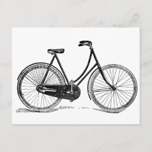 Postal Ilustracion de silueta de bicicleta de época