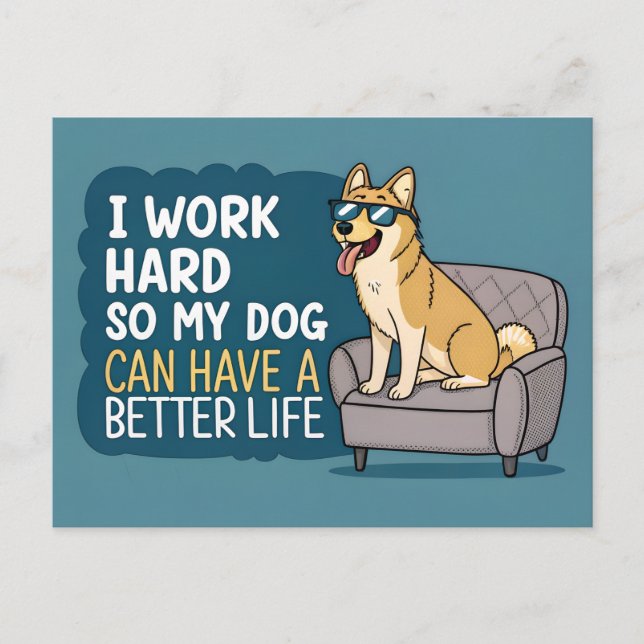 Postal Ilustración de sofá con cita divertida de perro Sh (Anverso)