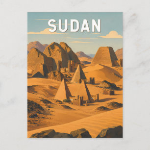 Postal Ilustración de Sudán Arte de Viaje Vintage