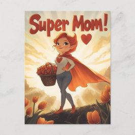 Postal Ilustracion de supermamá