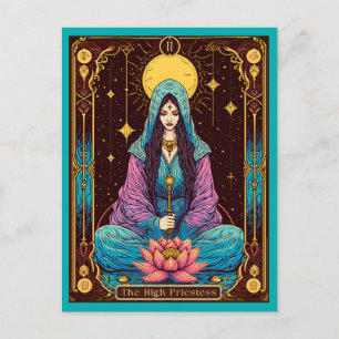 Postal Ilustración de Tarot, la Sumo Sacerdotisa