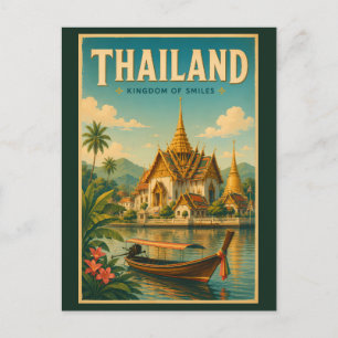 Postal Ilustración de templo de Tailandia Arte de viaje v