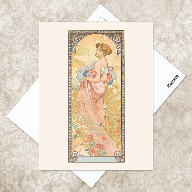 Postal Ilustracion de temporada de verano Alphonse Mucha (Subido por el creador)