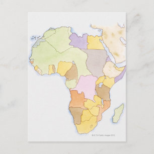 Postal Ilustracion de territorios y estados africanos
