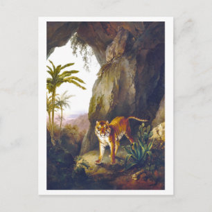 Postal Ilustración de Tigre Antiguo en Cueva