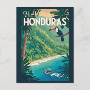 Postal Ilustración de Tucán de Honduras Arte de Viaje Vin