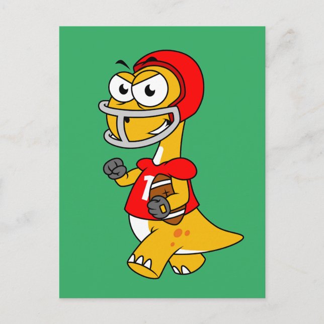 Postal Ilustracion De Un Brontosauro Jugando Fútbol. (Anverso)