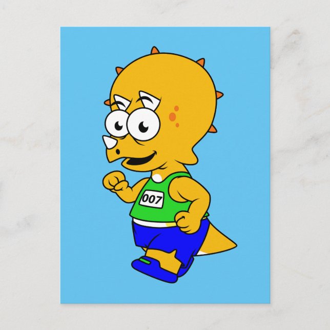 Postal Ilustracion De Un Corredor De Triceratops. (Anverso)