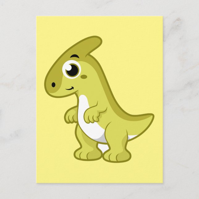 Postal Ilustracion De Un Dinosaurio Parasaurolophus. (Anverso)