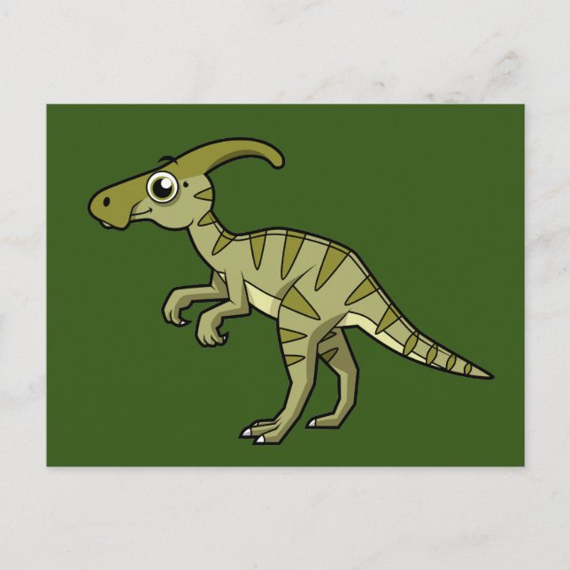 Postal Ilustracion De Un Dinosaurio Parasaurolophus. 3 (Anverso)