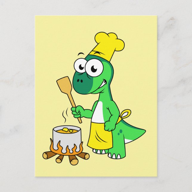 Postal Ilustración de un dinosaurio Parasaurolophus cocin (Anverso)