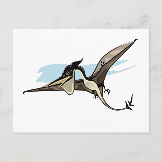 Postal Ilustracion De Un Dinosaurio Pteranodon. (Anverso)