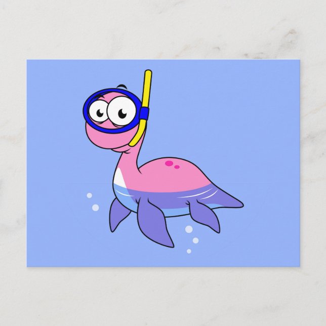 Postal Ilustracion De Un Monstruo De Buceo De Loch Ness. (Anverso)