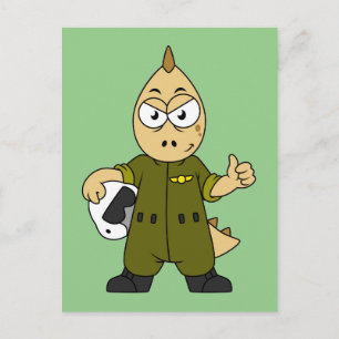 Postal Ilustración de un piloto de jet Allosaurus.