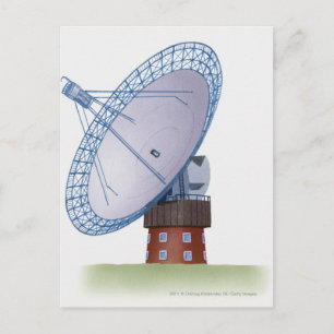 Postal Ilustracion de un radiotelescopio