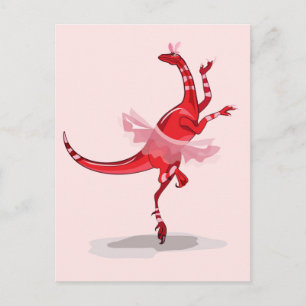 Postal Ilustración de un raptor bailarín de ballet.