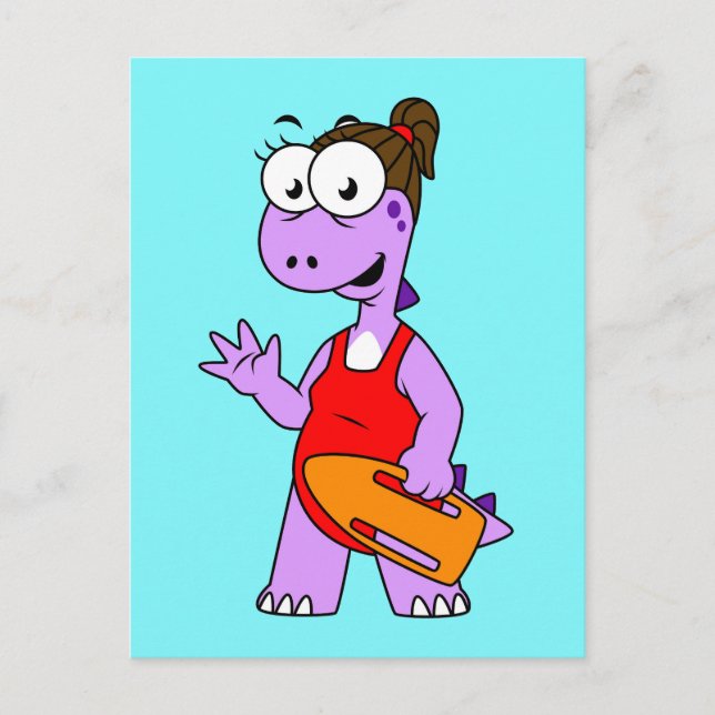 Postal Ilustracion De Un Salvavidas Tirrannosauro Rex. (Anverso)