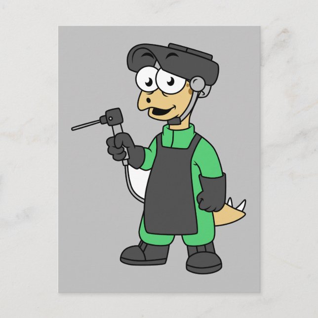 Postal Ilustracion De Un Soldado Estegosaurio. (Anverso)