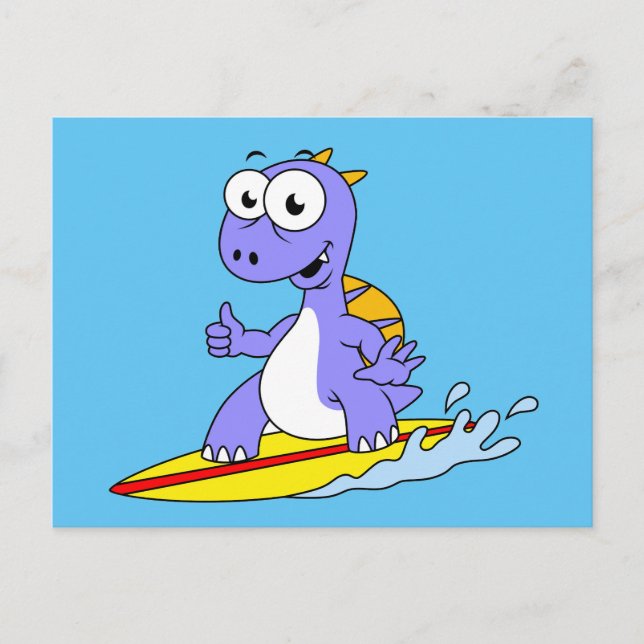 Postal Ilustracion De Un Spinosaurus De Surf. (Anverso)
