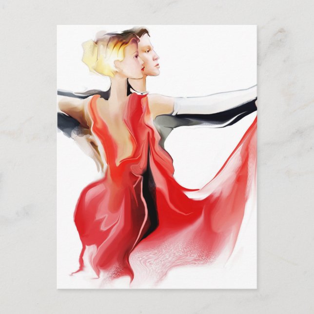 Postal Ilustracion de un tango bailador de pareja (Anverso)