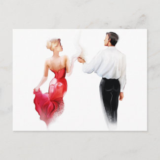 Postal Ilustracion de un tango bailador de pareja