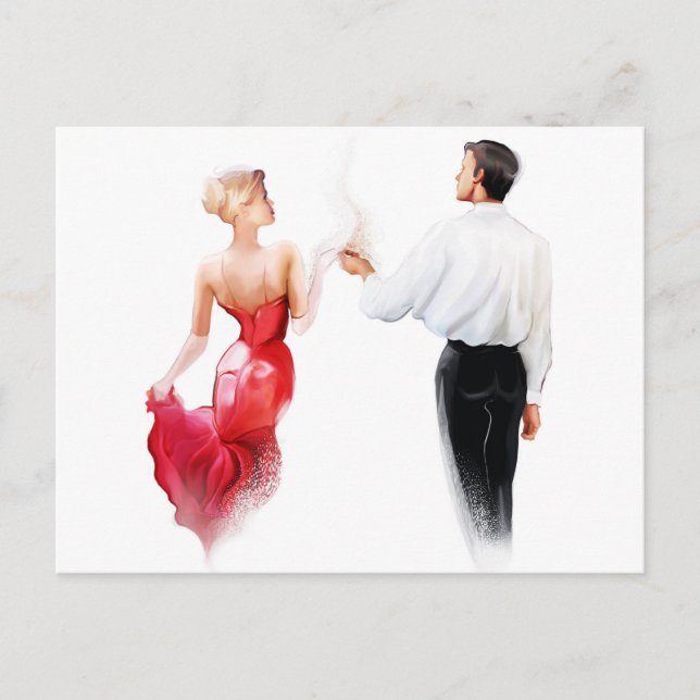 Postal Ilustracion de un tango bailador de pareja (Anverso)