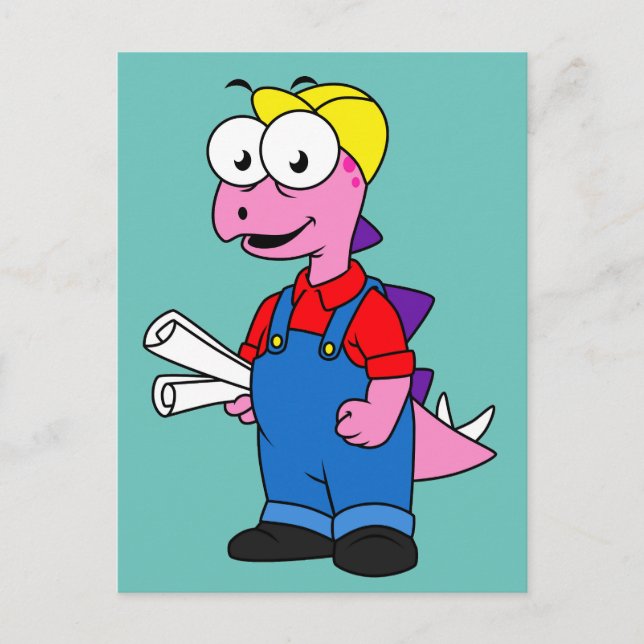 Postal Ilustración de un trabajador de la construcción St (Anverso)