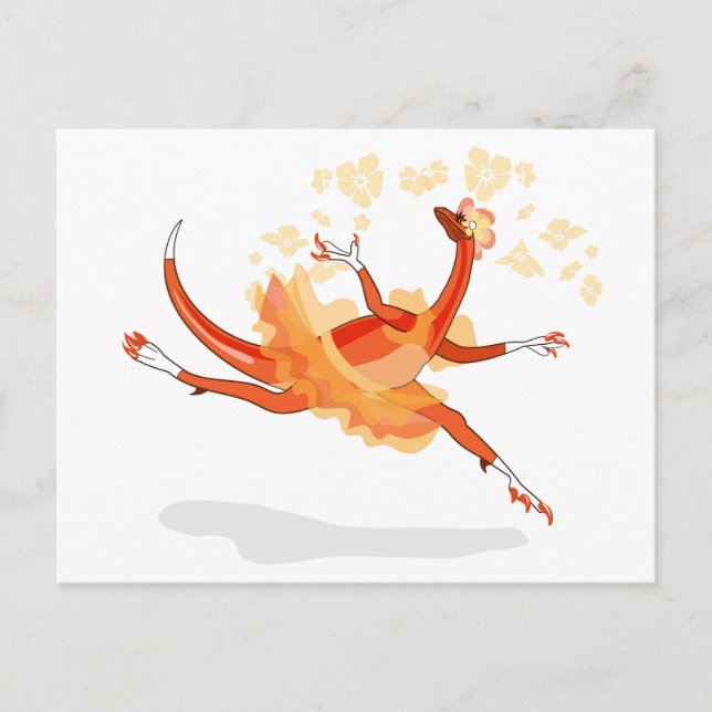 Postal Ilustracion De Una Ballerina Bailando Raptor. 2 (Anverso)