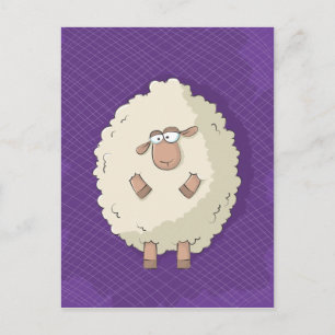 Postal Ilustracion de una oveja gigante linda y divertida