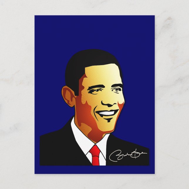 Postal Ilustracion de vectores Barack Obama (Anverso)