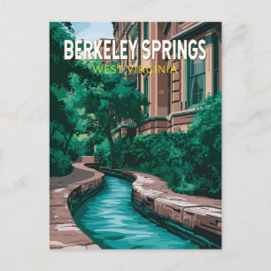 Postal Ilustración de viaje a Berkeley Springs West Virgi