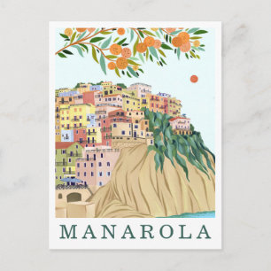 Postal Ilustración de viaje a Manarola Cinque Terre Itali