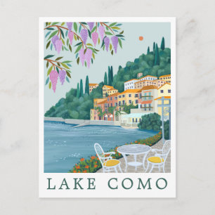 Postal Ilustración de viaje al Lago de Como Italia
