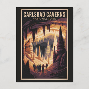 Postal Ilustración de viaje al Parque Nacional Carlsbad C