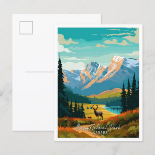 Postal Ilustracion de viaje artístico Banff Canada