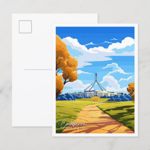 Postal Ilustracion de viaje artístico de Canberra Austral