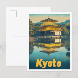 Postal Ilustracion de viaje artístico japonés de Kioto