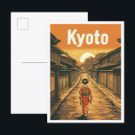 Postal Ilustracion de viaje artístico japonés de Kioto<br><div class="desc">Ilustracion del lugar de viaje Art Vintage de Kyoto Japón</div>