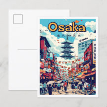 Ilustracion de viaje artístico japonés Osaka