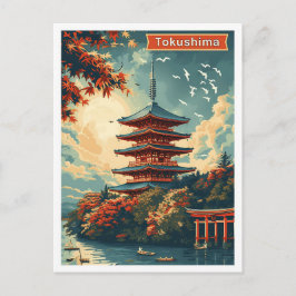 Postal Ilustracion de viaje de arte antiguo de Japón Toku