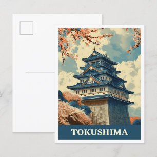 Postal Ilustracion de viaje de arte antiguo de Japón Toku