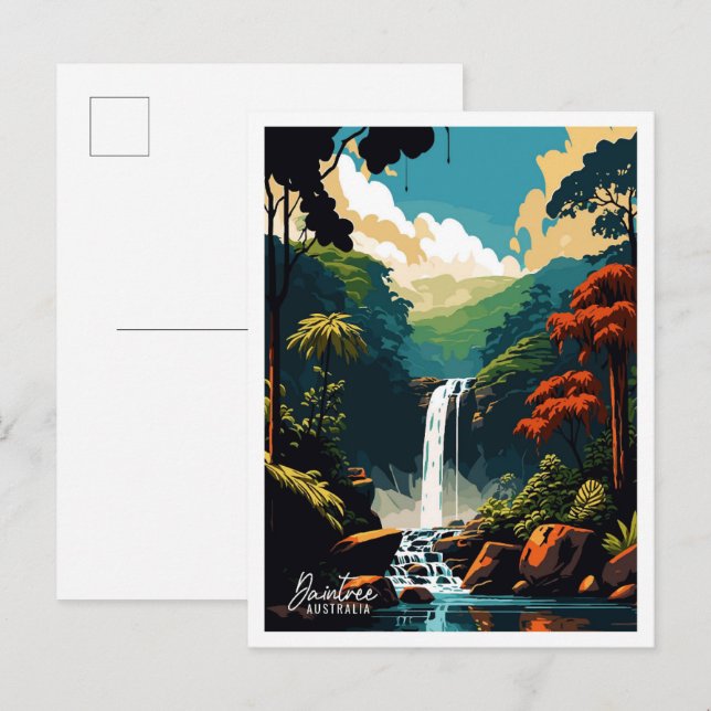 Postal Ilustracion de viaje de arte de Daintree Australia (Anverso / Reverso)