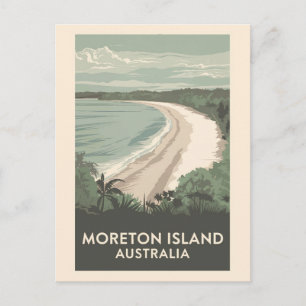 Postal Ilustración de viaje de arte de la isla Moreton Au