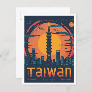 Postal Ilustracion de viaje de arte de Taiwán