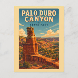 Postal Ilustración de viaje de arte del Cañón Palo Duro T