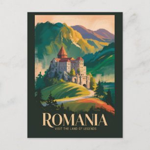 Postal Ilustración de viaje de arte del paisaje del casti