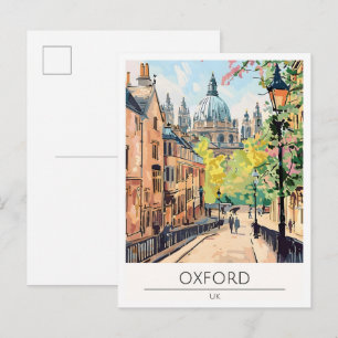 Postal Ilustración de viaje de arte del Reino Unido de Ox