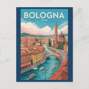 Postal Ilustración de viaje de arte vintage de Bolonia It